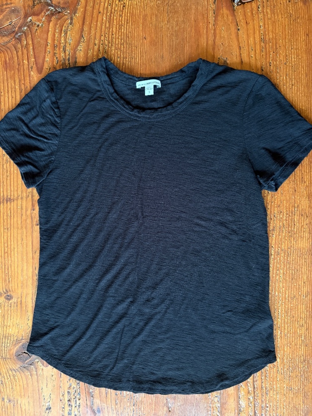 James Perse Short Sleeve Black T-Shirt Size 3 Cotton Blend Crew Neck